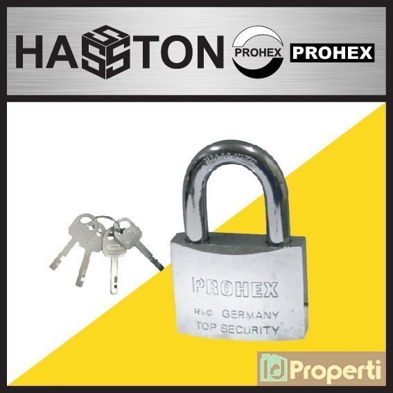 Hasston 1252-300 Gembok Bulat 30mm Leher Pendek Chrome Lock Kunci Aman