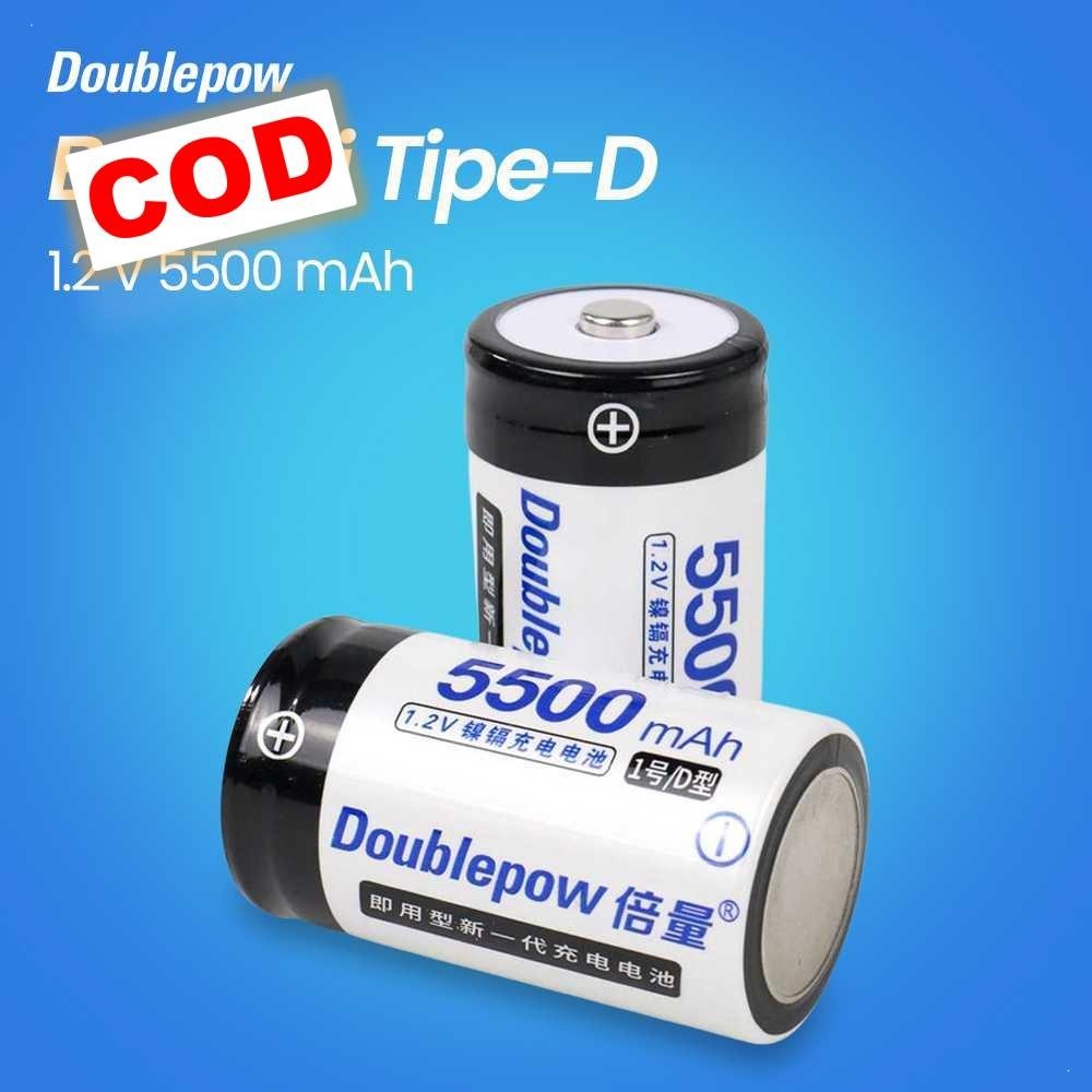 Baterai Tipe D Ni-CD 1.2V 5500mAh 2 PCS Rechargeable Isi Ulang untuk Senter
