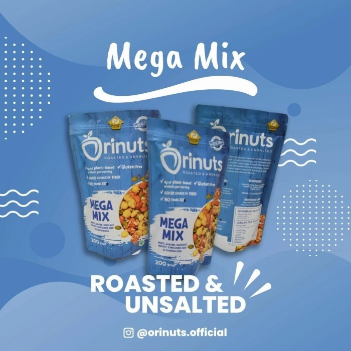 

Snack Orinuts Mega Mix Mente Mete Almond Sunflower Pumpkin Labu Seed