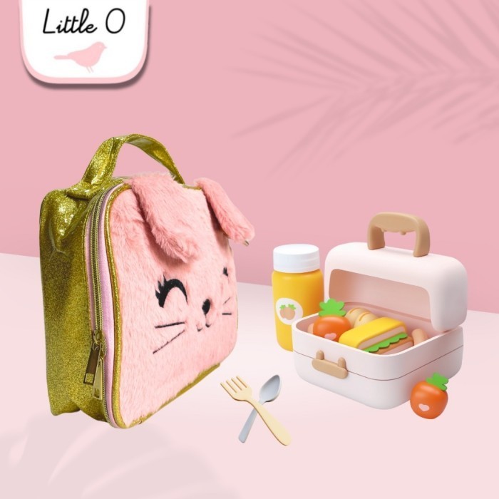 Lunch Bag Tas Bekal Anak Sekolah Korea Fluffy Bulu Import Multifungsi