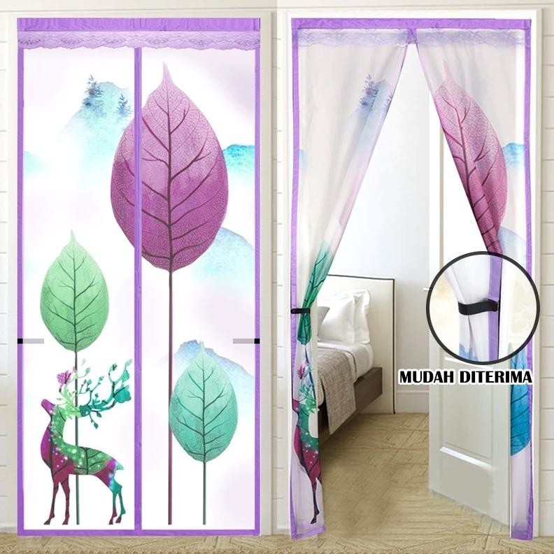 [PROMO] COD - 90 x 210 Cm Tirai Pintu Pvc Magnet Kawat Nyamuk Magic Net Polos - Tirai Magnet Elegan 