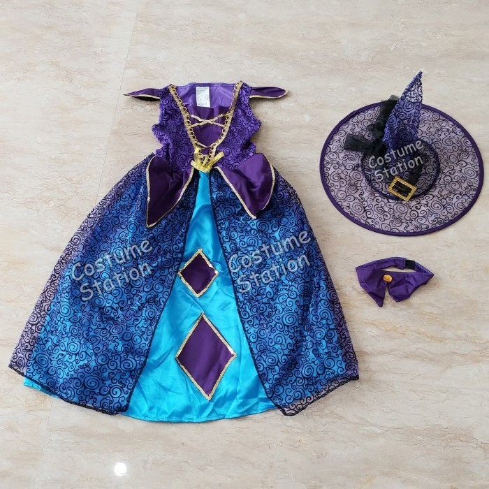 Terbaru Kostum Witch / Costume Nenek Sihir, Penyihir Halloween anak perempuan