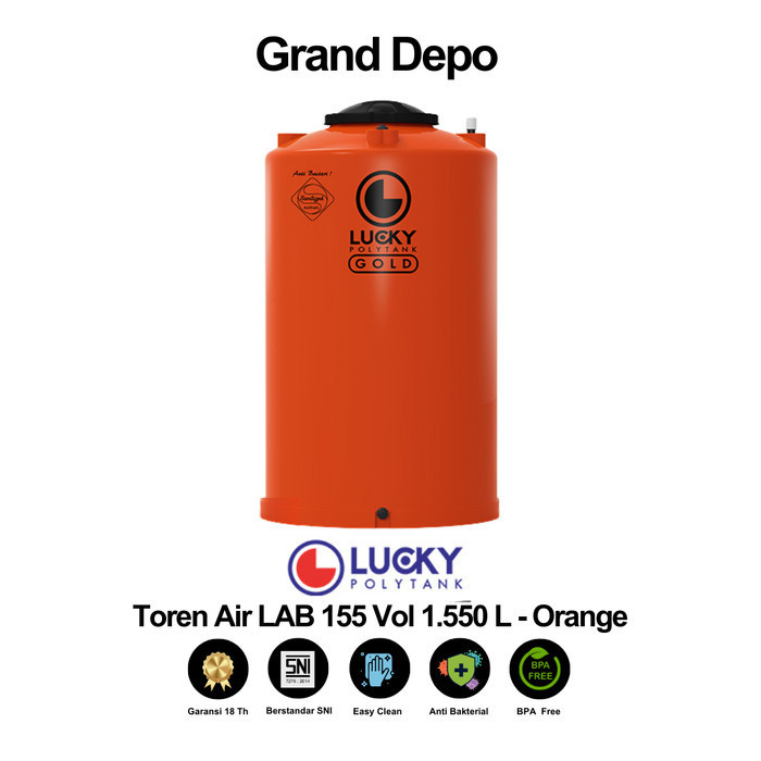 Lucky Polytank Toren Air 1500 Liter LAB 155 Orange