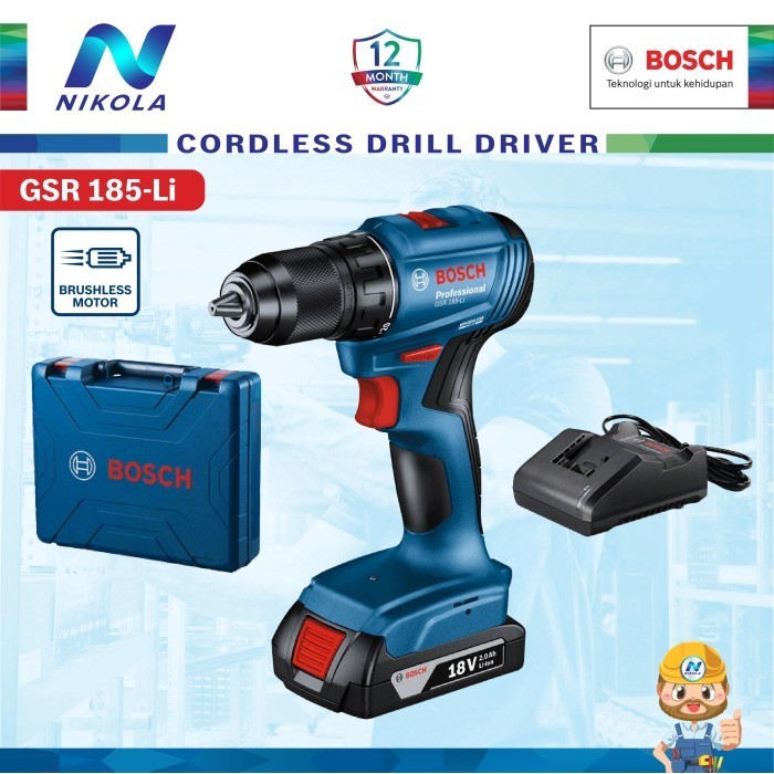 Terbaru Bosch Brushless Drill Driver 18V Gsr 185-Li Gsr185Li Promo Terlaris