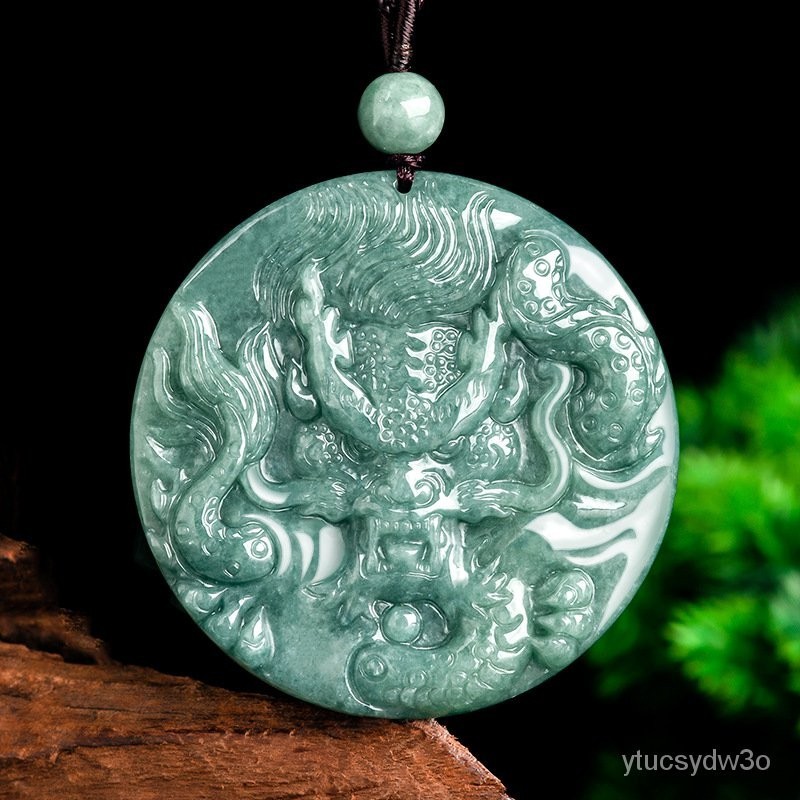 (ytucsydw3o)(Kirim Sertifikat）AlamiaLiontin Batu Giok Pria dan Wanita, Barang Giok Mendominasi Naga 