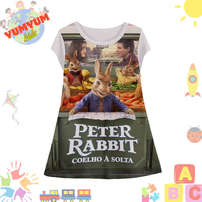 Dress Anak Perempuan Peter Rabbit v5 Tunik Anak Wanita Film Animasi Kartun Peter Rabbit 3D Printing 