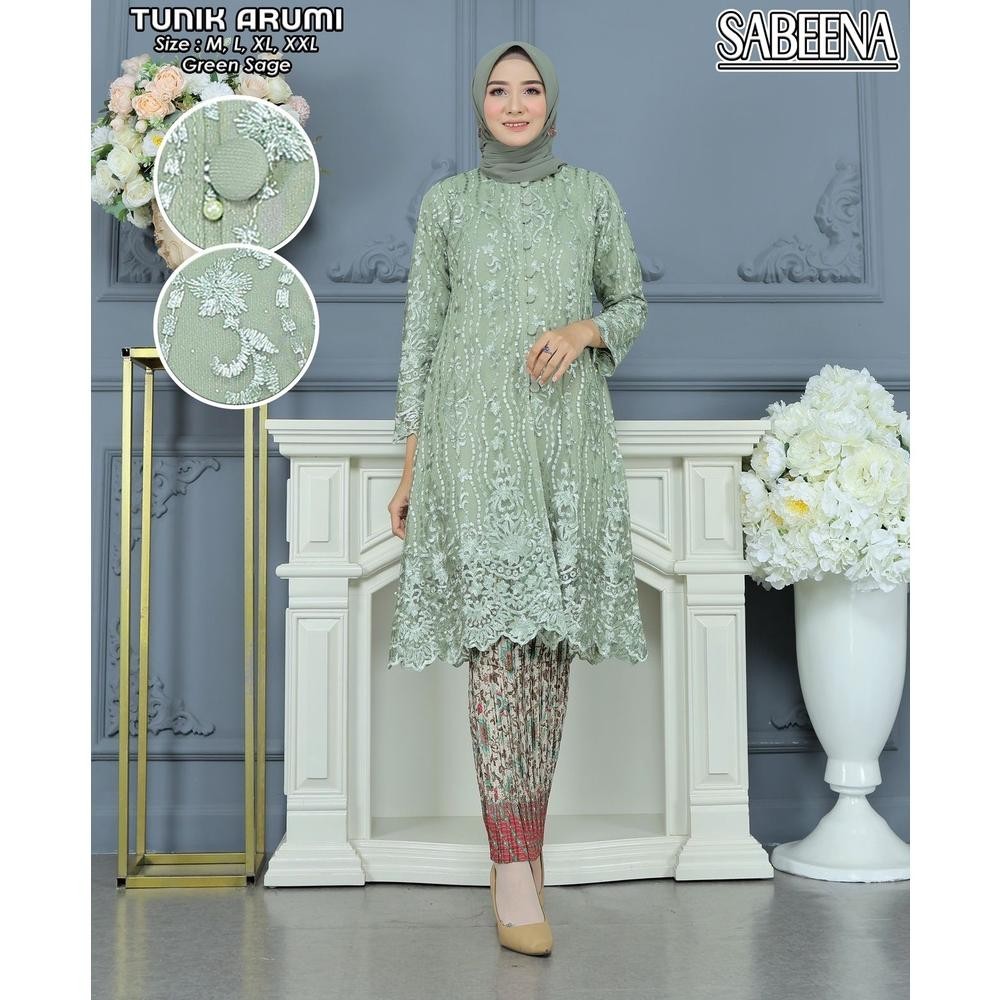 Vf-52 Set Kebaya Tunik Kancing Depan/ Tunik Brokat / Kebaya Modern / Kebaya Tile / Kebaya Favorite /