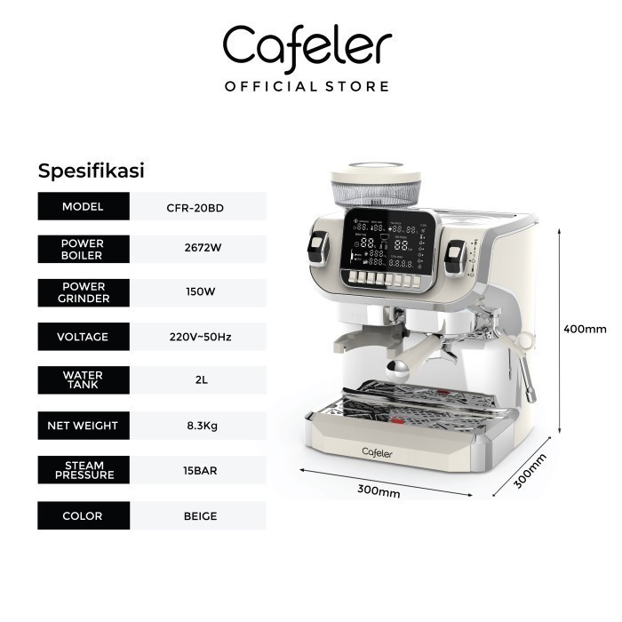 Ready Cafeler Mesin Kopi Espresso 2 Boiler Coffee Maker Smart Screen Kontrol