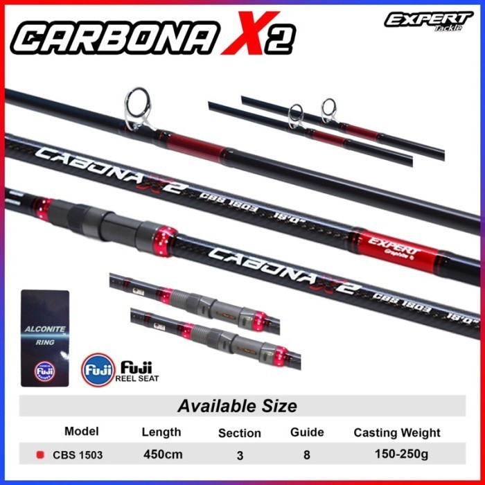 Expert CABONA X2 Surf Rod Spinning CBS1503X2 450cm Joran Pancing Fuji