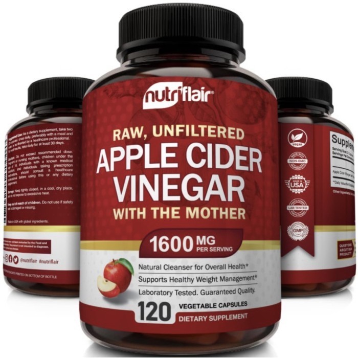 

Nutriflair apple cider vinegar 1600mg 120caps