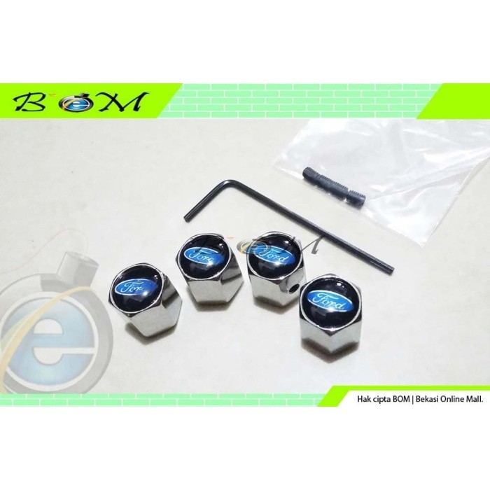 Tutup Pentil Ban Tire Valves Logo Mobil Ford Anti Maling Besi Chrome