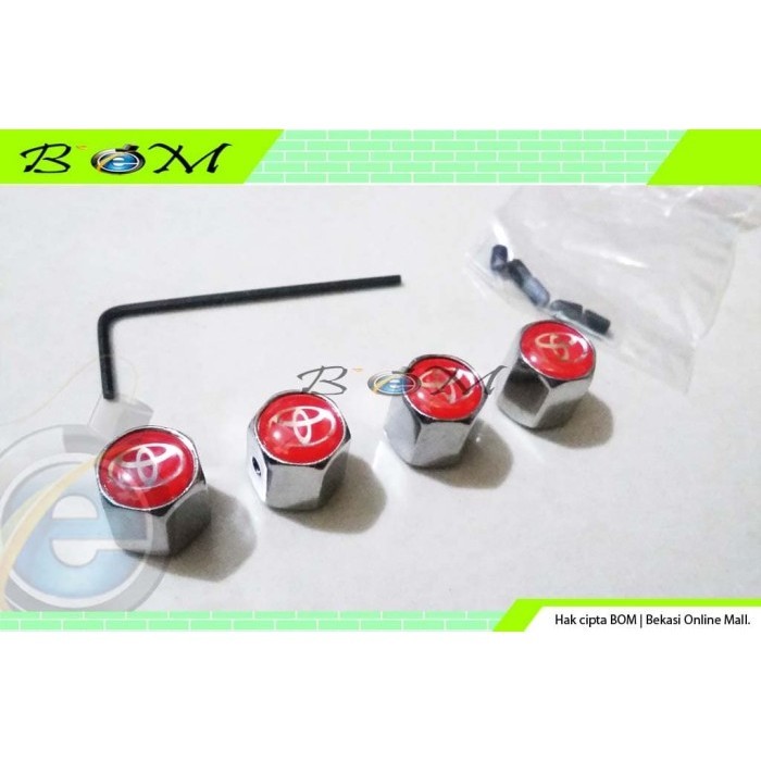 Tutup Pentil Ban Tire Valves Logo Mobil Toyota Anti Maling Besi Merah