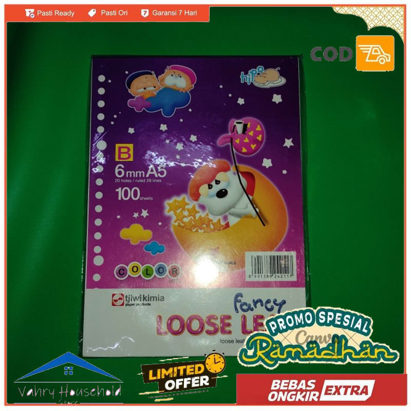 

LOOSE LEAF FANCY 6mm A5 Isi File Binder 100 Lembar Neutralized Paper