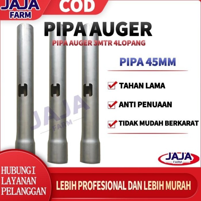 Pipa Auger 3Mtr 4 Lopang (Diameter 45Mm) - Tempat Pakan Otomatis Ayam