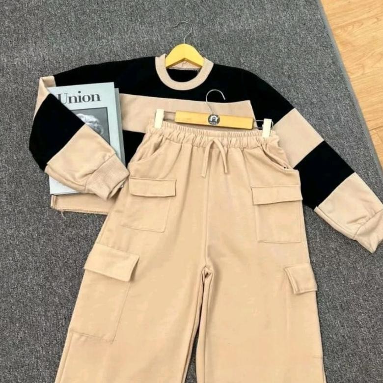 Mega Sale Oneset Sweater Kiyowo Wanita Oversize Jumbo Multicolour Setelan Sweater Jooly Up Cargo Wan