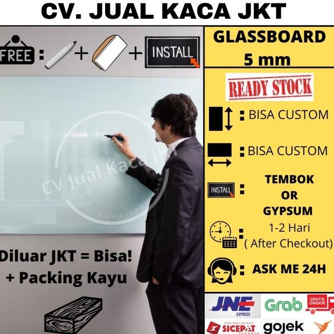 

Jual Glassboard 90X150 - Papan Tulis Kaca 90X150 - Glass Board Termurah 5Mm