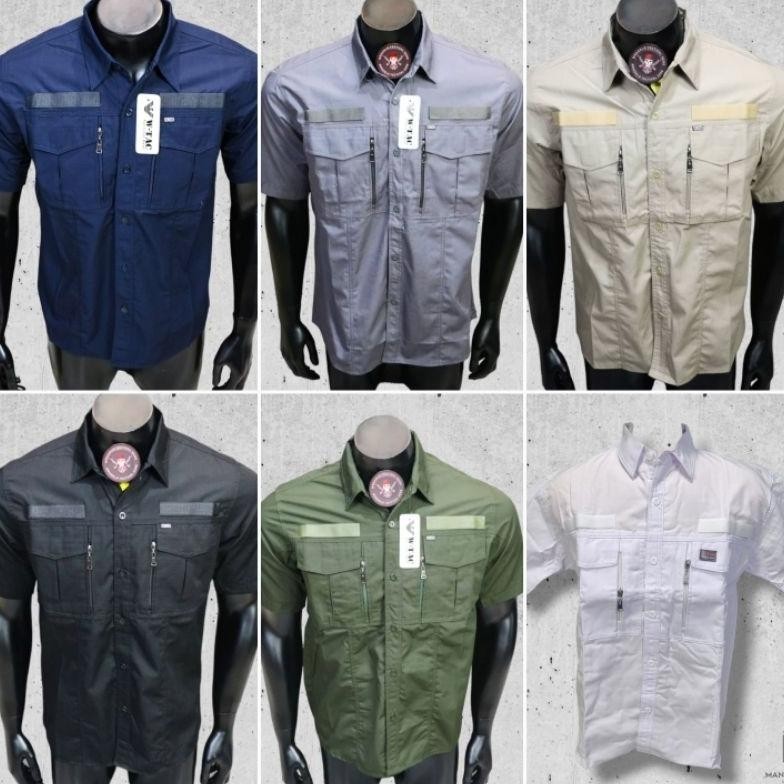 Baju Kemeja Tactical Pria Lapangan Outdoor Lengan Pendek Pendek Baju Kerja Proyek Wtac W Tac