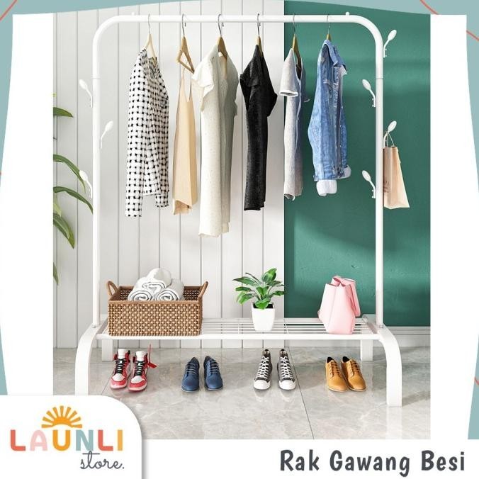 Stand Hanger Baju Gawang Besi 2 & 1 Tiang Stand Hanger Besi Double