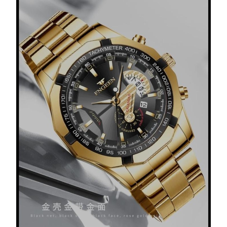 JAM TANGAN PRIA FNGEEN ORIGINAL RANTAI GOLD MURAH FRANKLIN JAM070G1