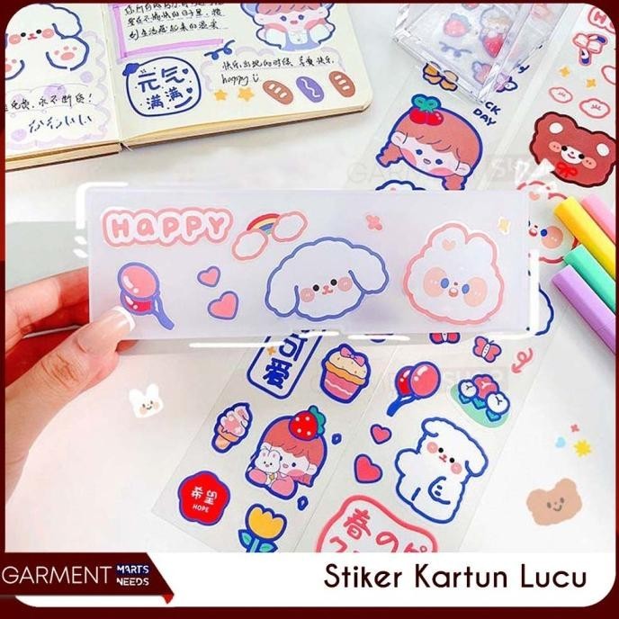 

Stiker Motif Kartun Korea Kelinci Lucu Anti Air Dekorasi Botol Box DIY