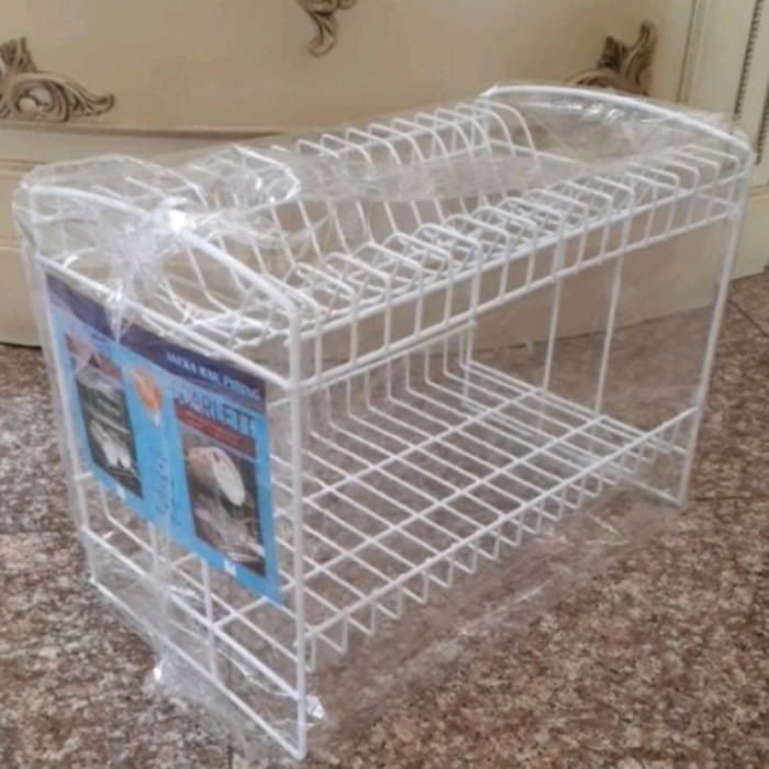 Rak Piring Wastafel 2 Susun/Rak Piring Besi Putih 2 Susun Scarlet