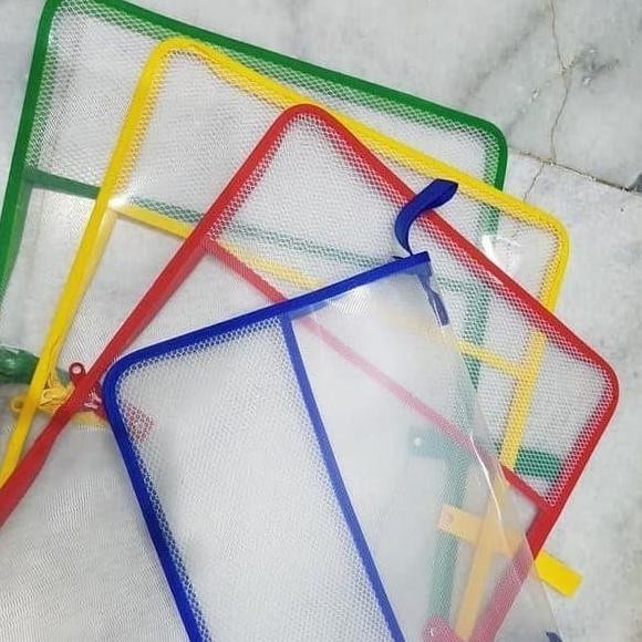 

masih promoo map plastik resleting jaring folio lusin/zipper bag/map jala seleting