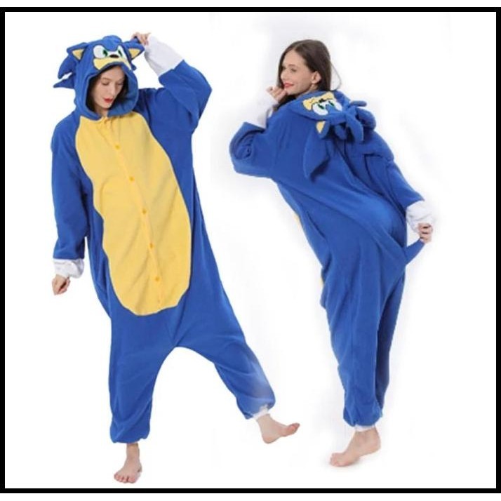 Baju Onesie Kostum Super Sonic The Hedgehog Landak Biru Piyama