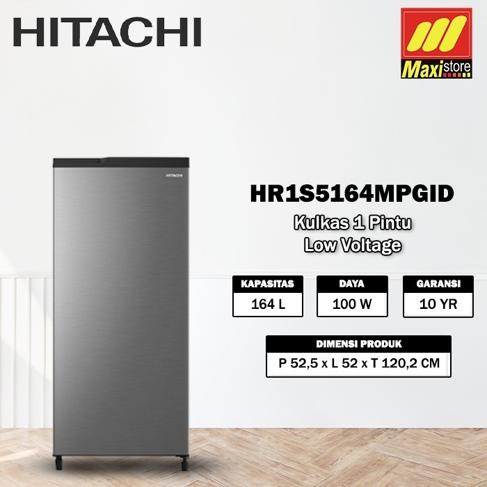 ~~~~~] HITACHI HR1S5164MPGID Kulkas 1 Pintu [164 L] Low Voltage