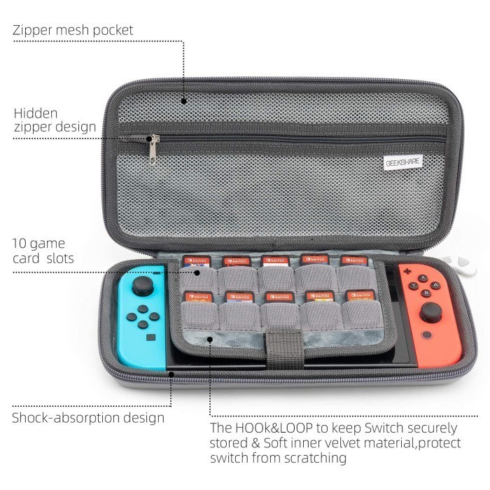 Geekshare Thin Cat Ears Carrying Case Nintendo Switch Oled Pouch