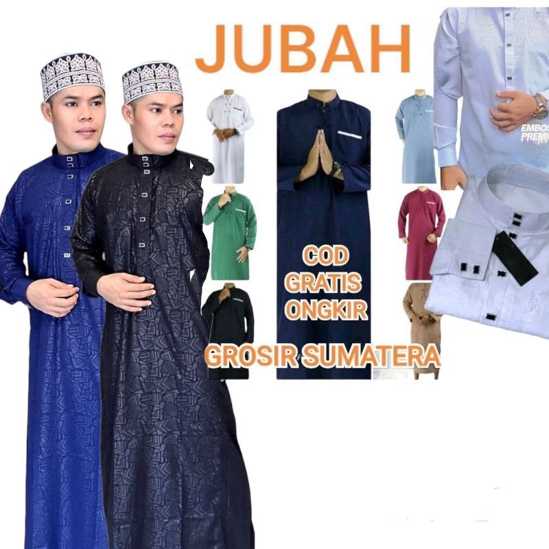 [Bahan halus dan Nyaman] JUBAH PANJANG PUTIH HITAM GAMIS MUSLIM polos JUBAH KOKO ACEH GAMIS PRIA