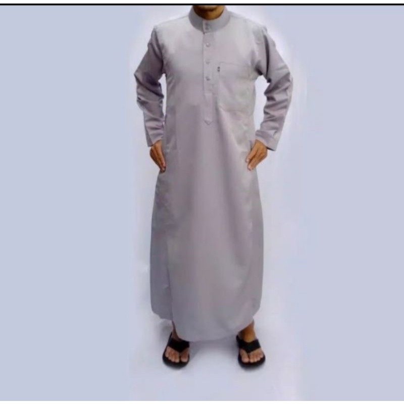 [Bahan halus dan Nyaman] Baju jubah/baju gamis variasi/polos pria dewasa merk al fauzi warna abu