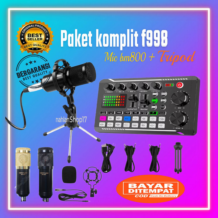 

PAKET LENGKAP SOUNDD F998 FULL SET BM 800 WITH TRIPOD MINI PAKET KO