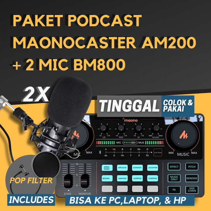

Paket Podcast Recording 2 Orang Maonocaster Maono AM200 + 2 Mic BM800