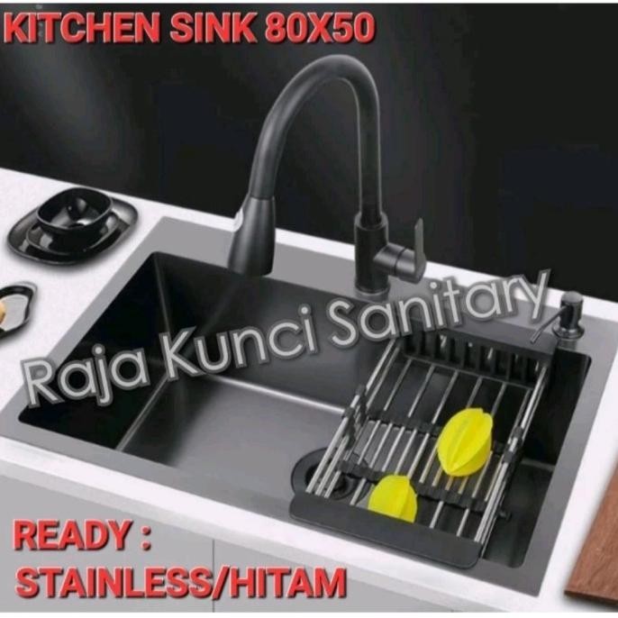 }}}}}}] Kitchen Sink OONGINC 8050 Hitam/Black/Stainless 304/Bak Cuci Piring