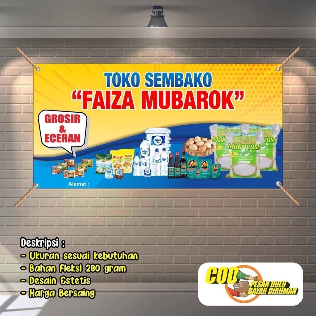 spanduk banner toko sembako bisa Bayar COD