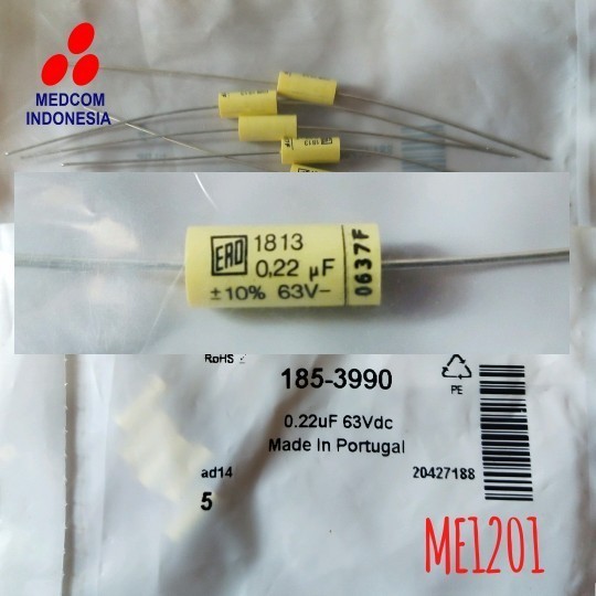 Capacitor Axial 0.22Uf 63V 10% 185-3990 Vishay