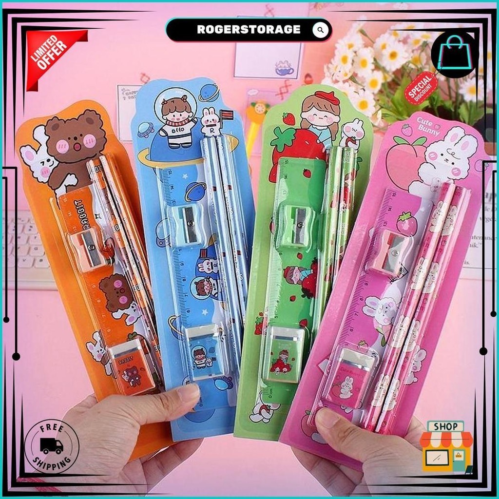 

Paket Alat Tulis 5 In 1 / Alat Tulis Set 5 In 1 / Stationery Set Cod