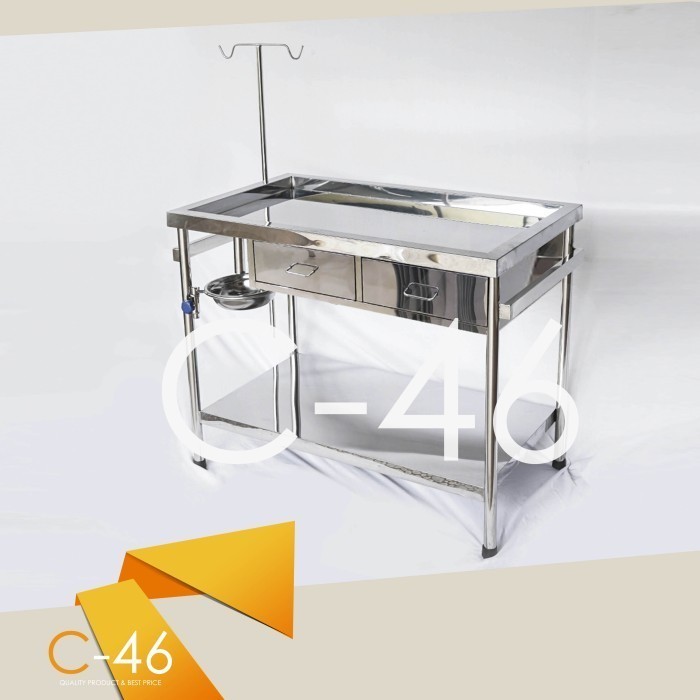 Meja Periksa Hewan + Laci Stainless Operasi Binatang 120X60X80Cm
