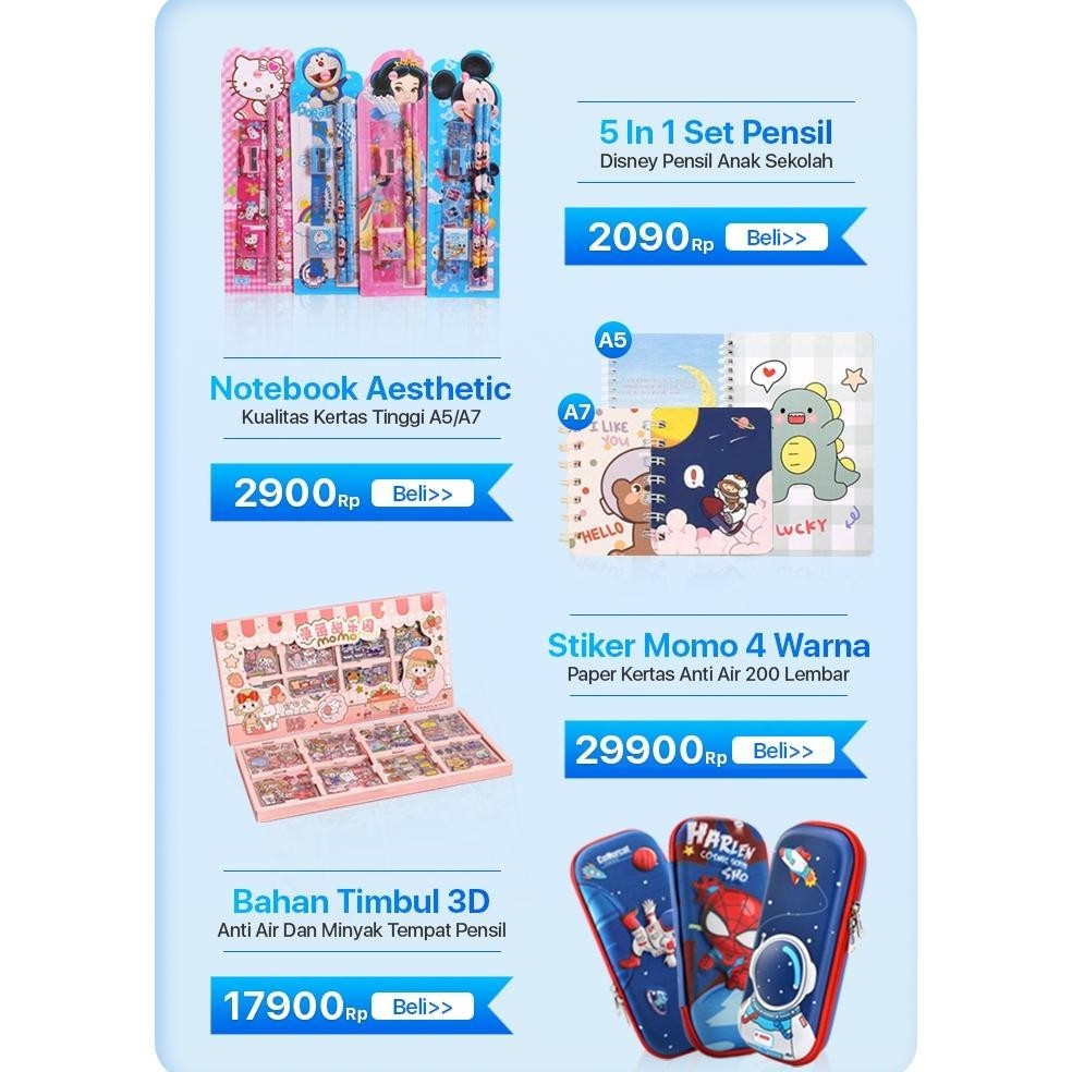

[Ready] Aimilo Kotak Pensil Dan Stationery Dual Zipper Dompet Pensil Tempat Alat Tulis Perlengkapan Sekolah Cod