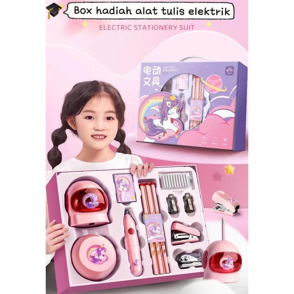 

Electric Stationery Set / Set Alat Tulis Elektrik Fortable Rautan Penghapus Vacuum Pensil 11 In 1 (Lagi Viral)