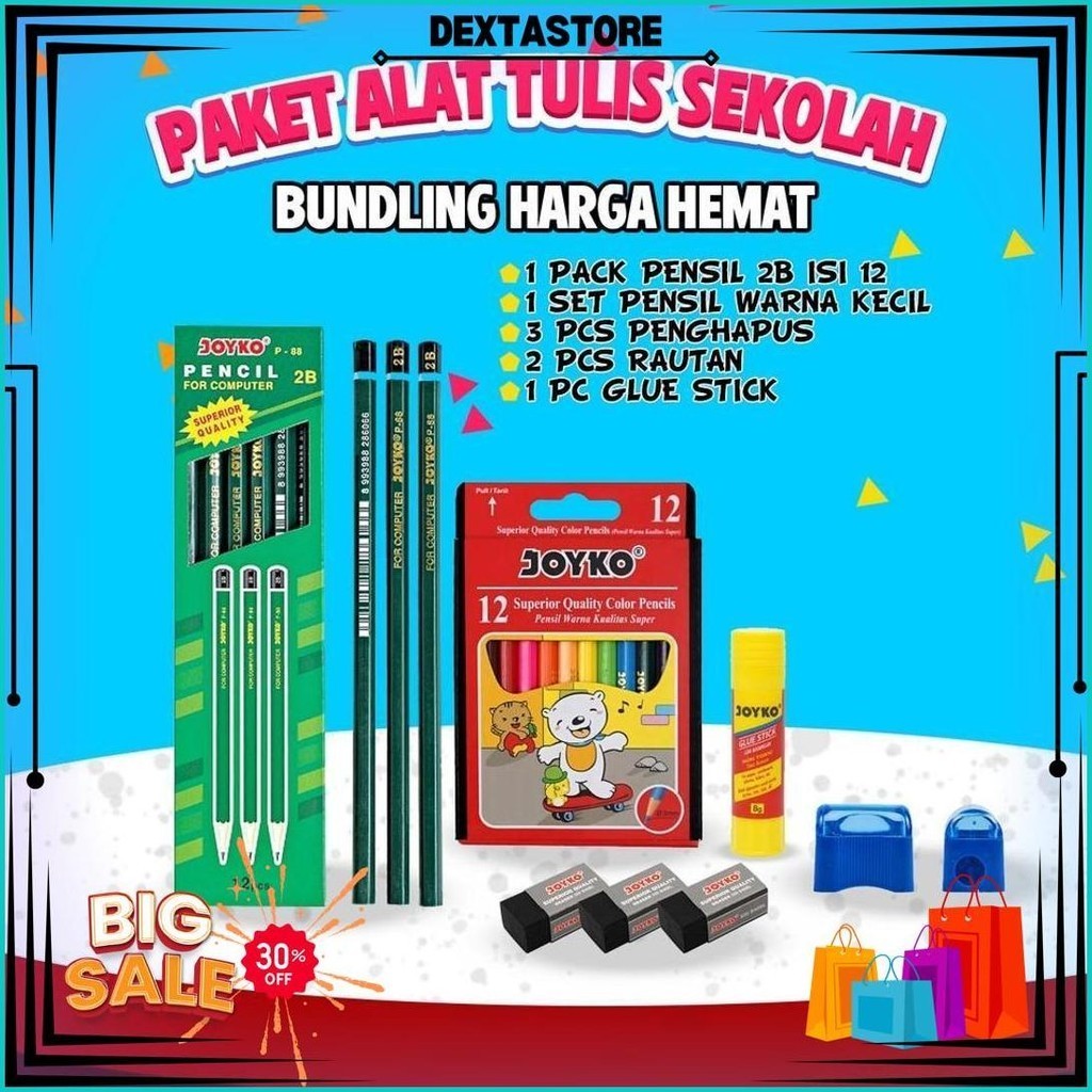 

Paket Alat Tulis Sekolah Pintar /Paket Atk Sekolah Hemat Lengkap Joyko Gratis Ongkir