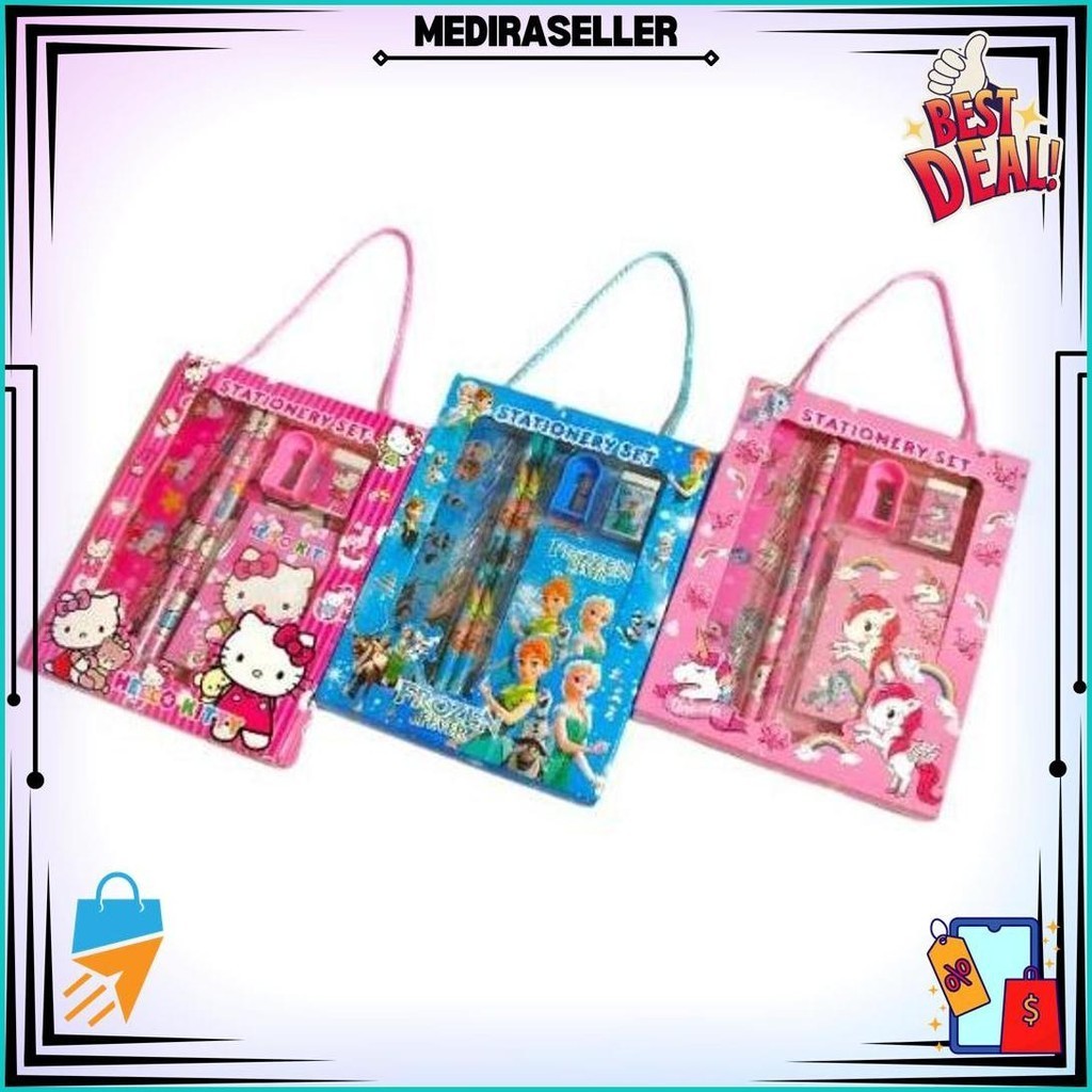 

Stationery Set 6 In 1 / Paket Alat Tulis Anak / Souvenir Anak Sekolah / Study Set Karakter Fancy Best Seller