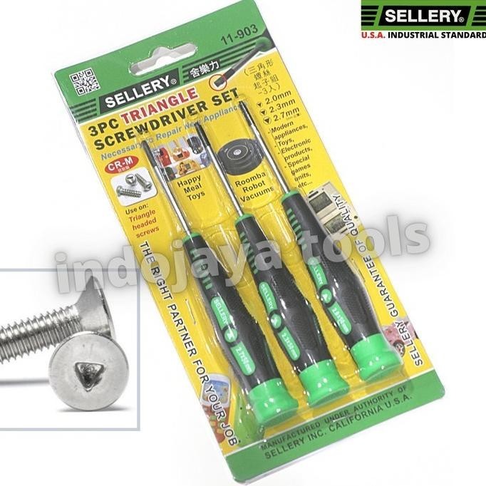 Obeng Set Segitiga Sellery 11-903 - Triangle Head Screwdriver Set 3Pcs