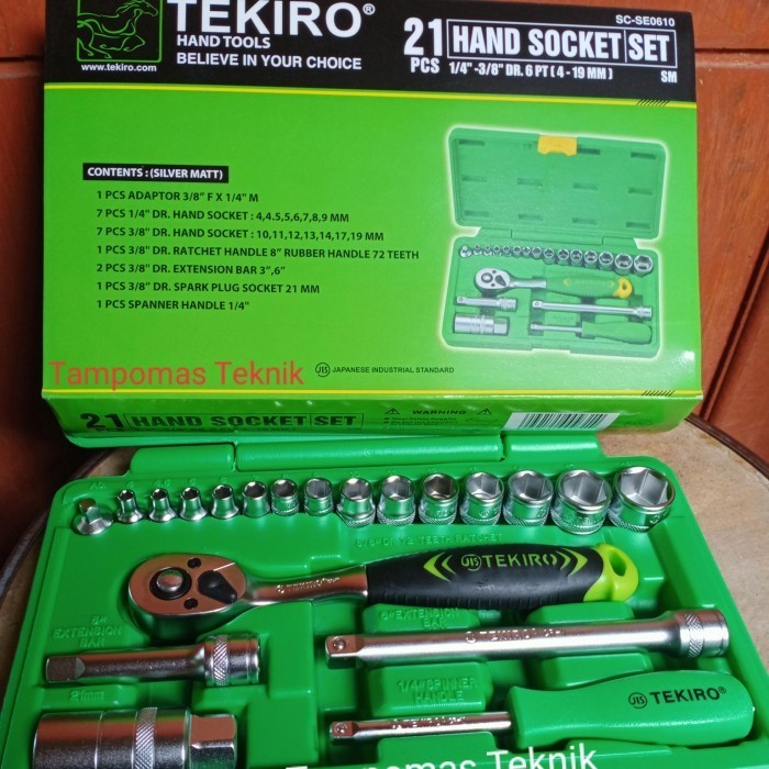 Kunci Sok Tekiro 21 Pcs Dr.1/4" - 1/8" Hand Socket Set Tekiro Original