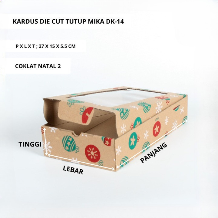 

Kardus Die Cut Kotak Hadiah Box Coklat Natal 1 size 25.5 x 18 x 5.5 cm harga per 10pcs kotak dus unggul box packaging