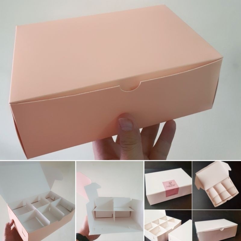 

10 pcs dus box pink kemasan eggtart 2 tingkat sekat 6 size 7.5 cm