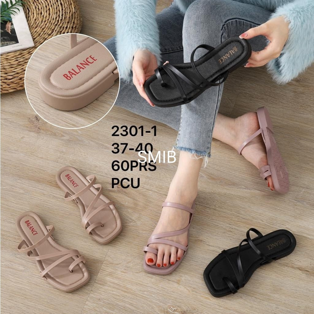 Sandal Karet Wanita // Sandal Jepit Wanita Karet Import BALANCE Motif Silang Sol Tipis / 2301-1