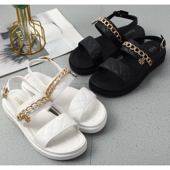 Sandal Slop Wanita // Sandal Sepatu Rantai Korea Import Sandal Jelly Sandal Gunung Tali Rantai