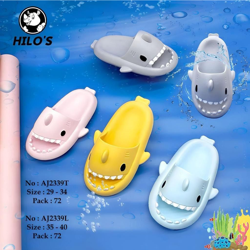 Sandal Hiu // REAL PIC Sandal Selop Slop Karet Jelly Cipung Viral Hiu Shark Anak Perempuan Wanita