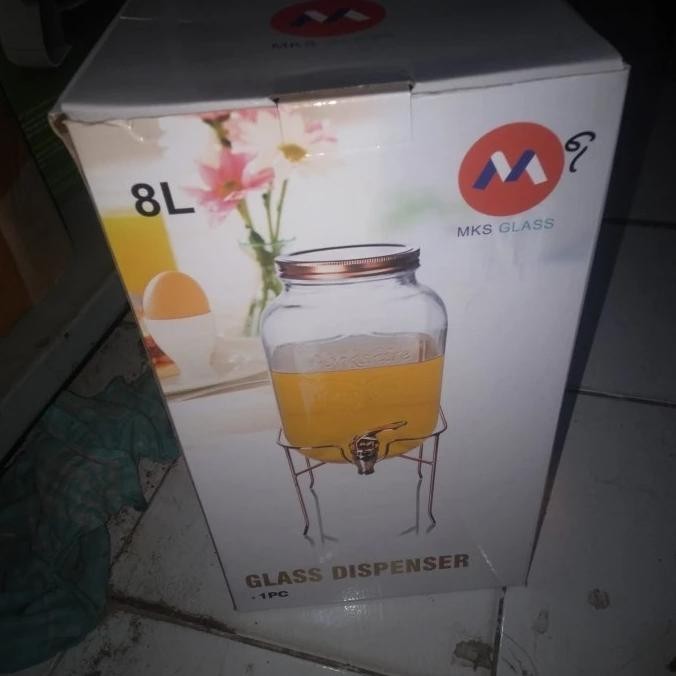 [Bayar Di Tempat] Tempat Air Kaca/Dispenser Kaca 8 Liter /Tempat Jus
